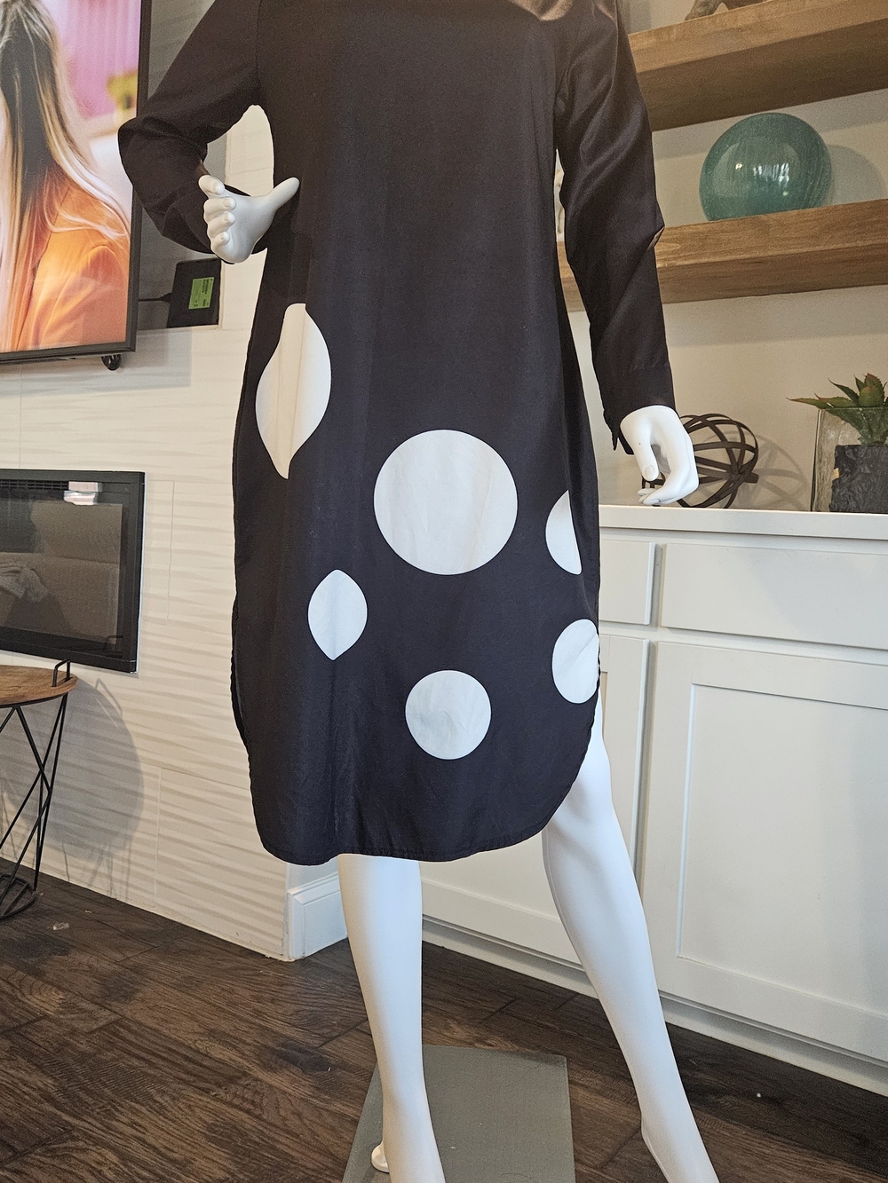 Women’s Black Dress with White Polka Dots